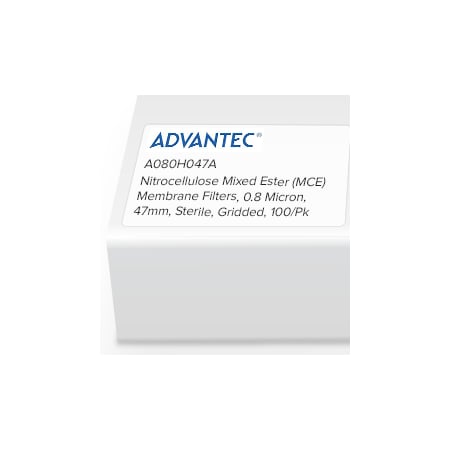 ADVANTEC MFS MCE Membrane Filters, 0.8um, 47mm, Sterile, Gridded, PK100 A080H047A